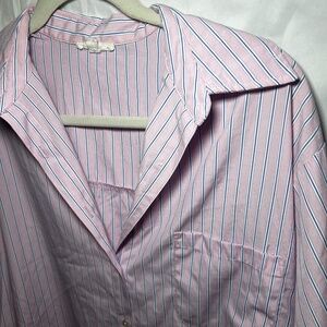 Joh Womens Business Style Polo Shirt Dress Medium Pink Blue Business Casual